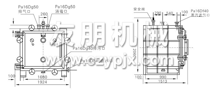 方形靜態(tài)真空干燥機結(jié)構示意圖
